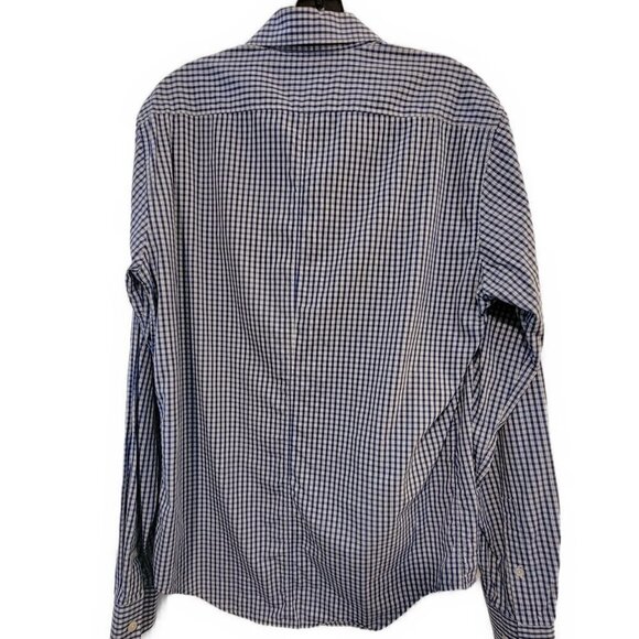 Theory men's mini check blue button down shirt - sz S - Picture 4 of 4